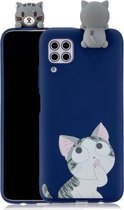 Voor Huawei P40 Lite Schokbestendig Gekleurd Geschilderd Liggend Cartoon TPU Beschermhoes (Big Face Cat)