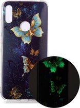 Voor Huawei Y6 (2019) Lichtgevende TPU zachte beschermhoes (dubbele vlinders)