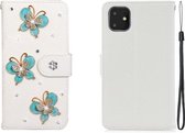 Voor iPhone 11 horizontale flip effen kleur strass lederen tas met kaartsleuf & portemonnee & houder (drie vlinders)