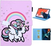 Voor iPad Pro 11 (2020) & (2018) Geschilderd patroon Tablet PC Beschermende lederen tas met beugel & kaartsleuf & fotohouder (Rainbow Unicorn)