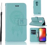 Windgong Uil Embossing Patroon Horizontale Leren Flip Case met Houder & Kaartsleuven & Portemonnee Voor Motorola Moto G7 (Groen)