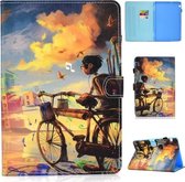 Voor Huawei MediaPad T5 Gekleurde Tekening Stiksels Horizontale Flip Leren Case, met Houder & Kaartsleuven (Bike Boy)