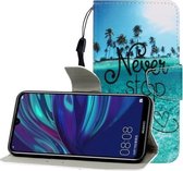 Voor Huawei Enjoy 9 Gekleurde Tekening Horizontale Flip Leren Case met Houder & Kaartsleuf & Portemonnee (Blue Coconut Grove)