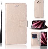 Windgong Uil Embossing Patroon Horizontale Flip Leren Case met Houder & Kaartsleuven & Portemonnee Voor Sony Xperia 10 Plus (Goud)