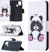 Voor Samsung Galaxy A21s Gekleurde Tekening Horizontale Flip Leren Case met Houder & Kaartsleuven & Portemonnee (Panda)