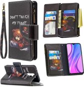 Voor Xiaomi Redmi 9 Gekleurde Tekening Patroon Rits Horizontale Flip Leren Case met Houder & Kaartsleuven & Portemonnee (Beer)