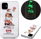 Voor iPhone 11 Lichtgevende TPU zachte beschermhoes (katten)