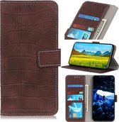Voor iPhone 12/12 Pro Krokodiltextuur Horizontale lederen flip-hoes met houder & kaartsleuven en portemonnee (bruin)