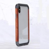 Voor iPhone X / XS R-JUST metalen + houten frame beschermhoes