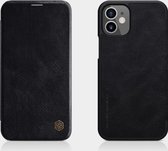 Voor iPhone 12 mini NILLKIN QIN Series Crazy Horse Texture Horizontale Flip Leather Case met Card Slot (Black)