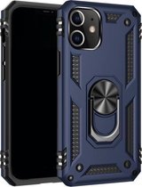 Voor iPhone 12 Pro Max schokbestendige TPU + pc-beschermhoes met 360 graden roterende houder (blauw)