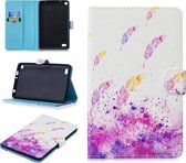 Voor Amazon Kindle Fire 7 (2015/2017/2019) Stiksels Horizontale lederen flip-hoes met houder en kaartsleuven en slaap- / wekfunctie (aquarelveren)