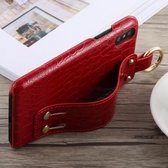 Krokodiltextuur PU + pc-hoes voor iPhone X, met houder (rood)