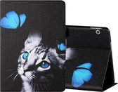 Voor Huawei MediaPad T5 10 inch Gekleurde Tekening Horizontale Flip Leren Case met Houder & Kaartsleuven (Vlinder Kat)