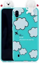 Voor Galaxy M10 schokbestendige Cartoon TPU beschermhoes (wolken)