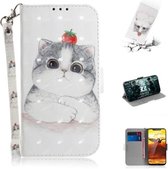 3D Schilderen Patroon Gekleurde Tekening Horizontale Flip Leren Case met Houder & Kaartsleuven & Portemonnee Voor Nokia 8.1 / X7 (Leuke Kat)