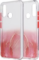 Voor Huawei P Smart 2020 marmerpatroon glitterpoeder schokbestendig TPU-hoesje met afneembare knoppen (rood)