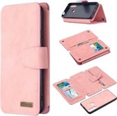 Voor Huawei P Smart Z Afneembare Frosted Magnetische Horizontale Flip Leren Case met Kaartsleuven & Houder & Rits Portemonnee & Fotolijst (Roze)