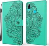 Voor Huawei Honor 20 lite / Honor 20i / Enjoy 9s Pauw Reliëfpatroon Horizontale Flip Leren Case met Houder & Kaartsleuven & Portemonnee & Lanyard (Groen)