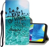 Voor Galaxy A20e 3D Gekleurde Tekening Horizontale Flip PU Lederen Case met Houder & Kaartsleuven & Portemonnee (Blue Coconut Grove)