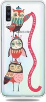 Voor Galaxy A70 Trendy schattig kerstpatroon doorzichtig TPU beschermhoes (rode bandvogel)