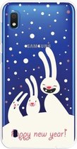 Voor Galaxy A10 Trendy schattig kerstpatroon doorzichtig TPU beschermhoes (drie konijnen)