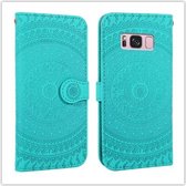 Voor Galaxy A60 Pressed Printing Pattern Horizontale Flip PU lederen tas met houder & kaartsleuven & portemonnee & & lanyard (grasgroen)