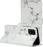 Voor Galaxy A71 Gekleurde Tekening Marmer Patroon Horizontale Flip PU Lederen Case met Houder & Kaartsleuven & Portemonnee (Wit)