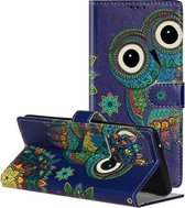 Voor Galaxy S20 + Olie Reliëf Gekleurd Tekening Patroon Horizontaal Flip PU Leren Case met Houder & Kaartsleuven & Portemonnee (Blauwe Uil)