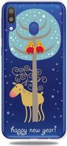 Voor Galaxy A40 Trendy schattig kerstpatroon doorzichtig TPU beschermhoes (paar vogelherten)