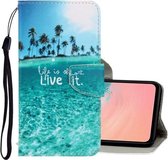 Voor Galaxy A71 3D Gekleurde Tekening Horizontale Flip PU Lederen Case met Houder & Kaartsleuven & Portemonnee (Kokospalm)