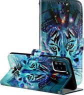 Voor Galaxy A51 Olie Reliëf Gekleurde Tekening Patroon Horizontale Flip PU Lederen Case met Houder & Kaartsleuven & Portemonnee (Tijger)