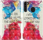 Voor Samsung Galaxy A21 3D schilderij Gekleurde tekening patroon Horizontaal Flip TPU + PU lederen tas met houder & kaartsleuven & portemonnee & lanyard (Engels alfabet)