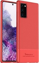 Voor Samsung Galaxy Note 20 iPAKY Carbon Fiber Texture Soft TPU Case (Rood)