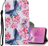 Voor Samsung Galaxy S10 + Gekleurde Tekening Patroon Horizontale Flip Leren Case met Houder & Kaartsleuven & Portemonnee & Lanyard (Dragonfly Flower)