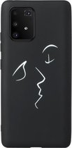 Voor Samsung Galaxy A91 Black Frosted Painted TPU beschermhoes (Kiss)