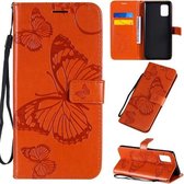 Voor Samsung Galaxy A71 5G 3D vlinders reliëf patroon horizontale flip lederen tas met houder & kaartsleuf & portemonnee (oranje)