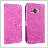 Voor Galaxy A8 Plus (2018) Geperst drukpatroon Horizontaal Flip PU lederen hoes met houder & kaartsleuven & portemonnee & & lanyard (violet)