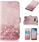 Gekleurde tekening marmer patroon horizontale flip PU lederen tas met houder & kaartsleuven & portemonnee voor Galaxy S10 5G (rose goud)