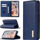 Voor iPhone XS Max 2 in 1 afneembare magnetische horizontale flip lederen tas met houder & kaartsleuven en portemonnee (blauw)