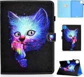 Voor iPad Air 2020 10.9 Gekleurde tekening Stiksels Horizontale flip lederen tas, met houder en kaartsleuven en slaap- / wekfunctie (Super Cat)