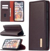 Voor iPhone XS Max 2 in 1 afneembare magnetische horizontale flip lederen hoes met houder & kaartsleuven en portemonnee (donkerbruin)