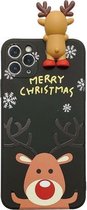 Voor iPhone 11 Pro Max Christmas Series Painted Pattern Liquid TPU Case (Black Elk)