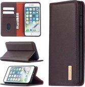 Voor iPhone 8/7 2 in 1 afneembare magnetische horizontale flip lederen tas met houder & kaartsleuven en portemonnee (donkerbruin)