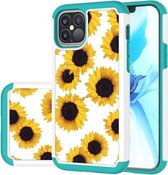 Voor iPhone 12/12 Pro Gekleurd tekeningpatroon PU Skinny + TPU beschermhoes (zonnebloem)