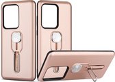 Voor Galaxy S20 Ultra schokbestendig TPU + pc beschermhoes met houder (roségoud)