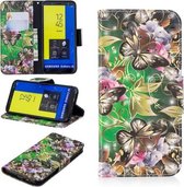 3D Gekleurde Tekening Patroon Horizontale Leren Flip Case voor Galaxy J6, met Houder & Kaartsleuven & Portemonnee (Groene Vlinder)