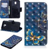 3D Gekleurde Tekening Patroon Horizontale Flip Leren Case voor Galaxy J530, met Houder & Kaartsleuven & Portemonnee (Vlinder)