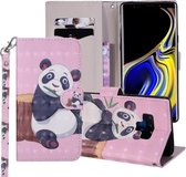 Panda Pattern Gekleurde Tekening Horizontale Flip Leren Case voor Galaxy Note9, met houder & kaartsleuven & portemonnee & lanyard