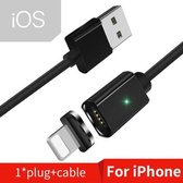 2 STUKS ESSAGER Smartphone Snel opladen en gegevensoverdracht magnetische kabel, kleur: zwart iOS-kabel (1 m)